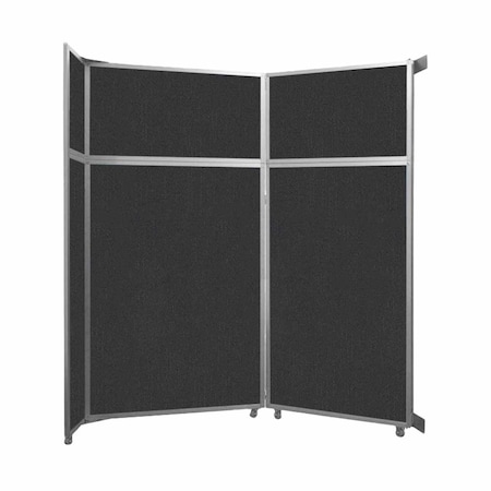 Versare Operable Wall Folding Room Divider 7'11" x 8'5-1/4" Black Fabric 1070202